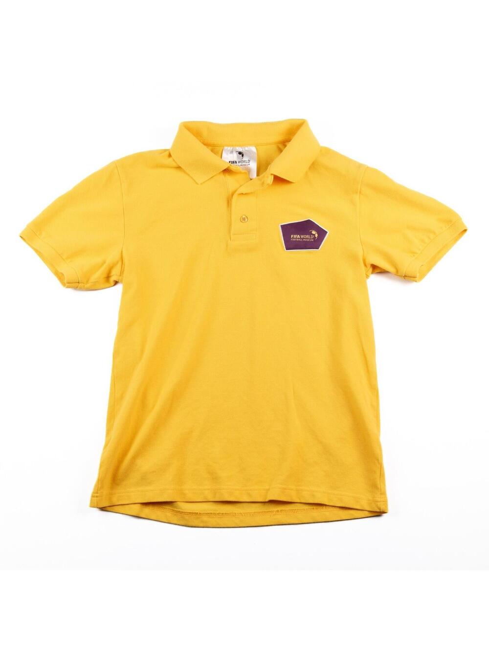 FIFA World Football Museum Polo Shirt Mens Small Yellow Soccer Modern
